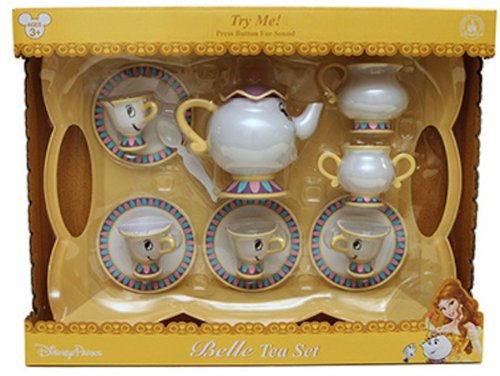 Disney Parks Belle Tea Set Dishes Mrs Potts Chip Beauty and Beast with Sound by Disney