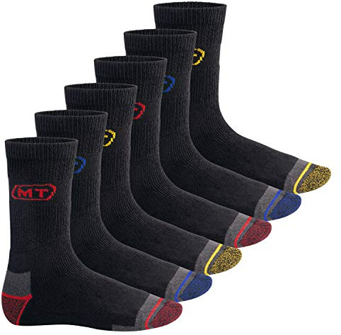 MT Herren Arbeits- und Freizeitsocken (6 Paar), Robuste Work Socken - Schwarz 39-42