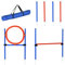 PawHut Agility-Übungs-Set Slalom-Hürden-Sprungring 3 in 1 Hundesport Trainingsplatz PE Blau+Rot