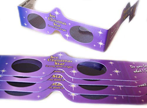 5 Stück HoloSpex 3D Brille Christmas Star, Weihnachtsstern, Weihnachten (Happy Eyes, Holiday Specs) / Weihnachtsbrille, Effektbrille, Partybrille, Spaßbrille