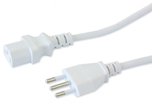 OEM Cavo Alimentazione TRIPOLARE per Computer, Monitor, STAMPANTI, Spina Italiana 1,8 Metri Bianco