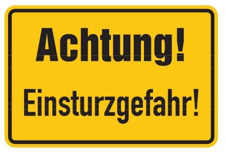 BBV Aluminium Schild Achtung Einsturzgefahr 200x300 mm geprägt Warnschild Hinweisschild