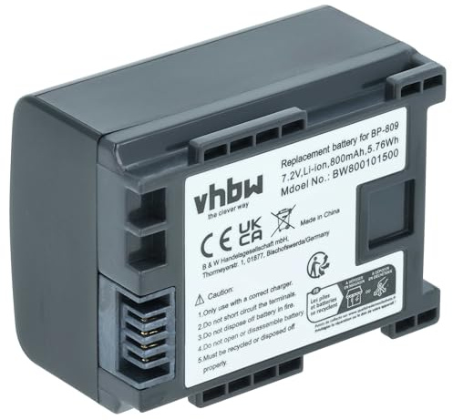 vhbw Akku kompatibel mit Canon Legria FS22 | FS305, FS200, FS21, FS20 Videokamera Camcorder (800 mAh, 7,2 V, Li-Ion) + Infochip