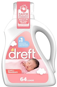 Dreft Baby Liquid Laundry Detergent, Gentle on Sensitive Skin Laundry Soap, 84 fl oz, 64 Loads (Packaging May Vary)
