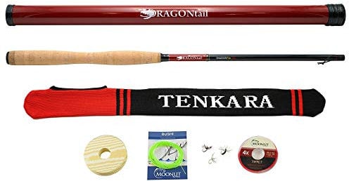 DRAGONtail Tenkara Shadowfire 360 12' Tenkara Fly Fishing Rod PLUS Complete Starter Package - Flies, Leader, Tippet, Line Holder, Storage Tube, and Rod Sock by DRAGONtail Tenkara