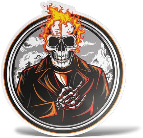 erreinge Aufkleber Ghost Rider Schädel Shaped Adhesive PVC für Abziehbild Tapete Auto Moto Helm Camper Laptop - 10 cm