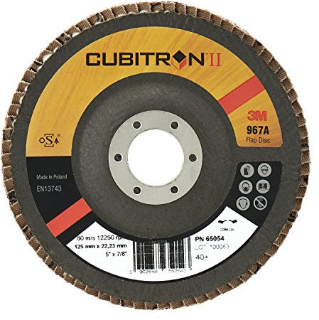 3M Cubitron II - Disque abrasif à lamelles - Grains de densité 40+ - Diamètre 125mm - 1 x Disque pour ponçage et à meuler
