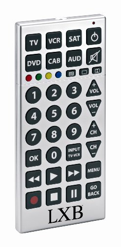Lexibook ST600 -Telecomando Universale 6 in 1 con Tasti Grandi, Pre-programmato, Pulsanti Classici, Pulsanti Videoregistratore e Lettore Dvd - Grigio/Nero