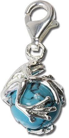 SilberDream Charm Silber Anhänger türkis Frosch Kugel Cateye Stein FC244T Silber Charmsschmuckanhänger