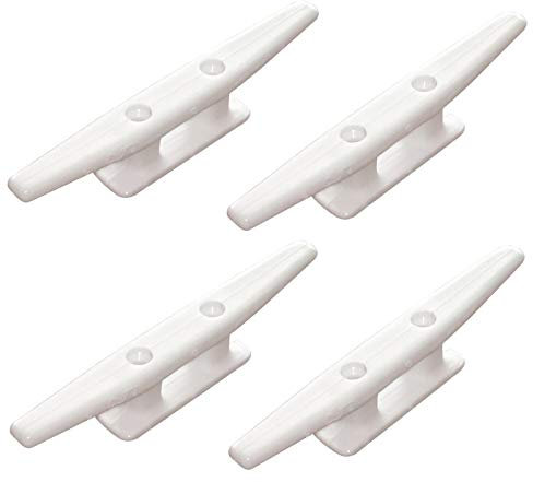 wellenshop Festmacherklampe 4 Stück Nylon Kunststoff Weiß 145 mm Klampe Belegklampe Bootsklampe Kunststoffklampe Anlegeklampe Boot