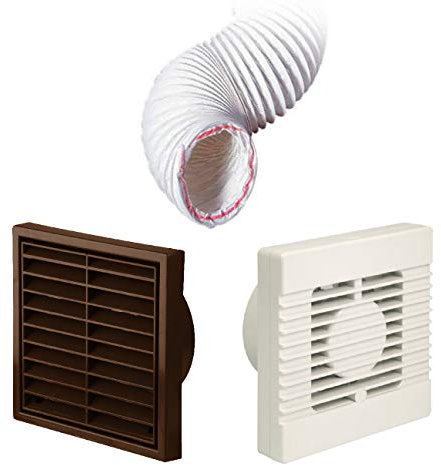 Manrose Extractor Fan Brown Louvre Vent Ducting Kit for Kitchens & Bathrooms