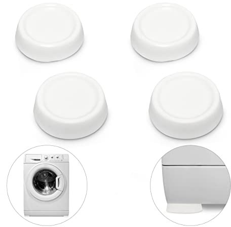 Relaxdays Schwingungsdämpfer für Waschmaschine und Trockner, 4er Set Vibrationsabsorber als Unterleger D: 6,5 cm, weiß