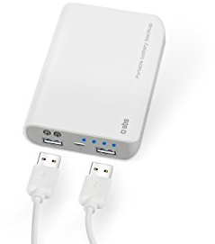SBS Accumulatore Energia Portatile 7000 mAh per Smartphone/Tablet, 2 Uscite USB, Cavo Micro USB, Bianco