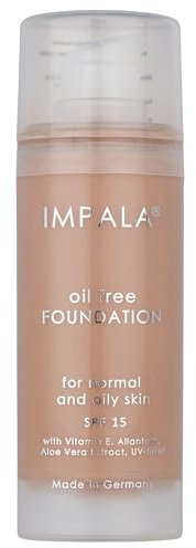 IMPALA | Ölfreie Make-up-Grundierung Farbe Nr. 04 | Seidiger und leuchtender Abschluss | Leichtes, ölfreies Make-up | Mit SPF15 Sonnenschutz, Vitamin E und Aloe-Extrakt | Für alle Hauttypen | 30 ml