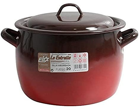Esmaltaciones La Estrella Fuego - Olla abombada con tapa, 20 cm, 5 L