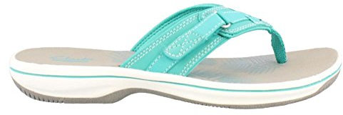 Clarks Women's Breeze Sea Flip Flop, New Turquoise Synthetic, 4.5 UK M