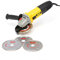 Angle Grinder 850w 115mm Corded 2 Position Adjustable 11000RPM with Diamond Disc for Cutting Grinding Masonry Concrete Steel + 3 Disc Set - 2 Years Warranty