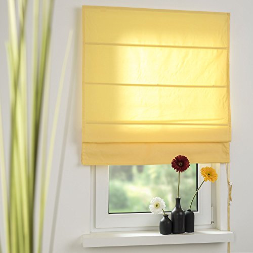 Liedeco Raffrollo Dakar Uni, Rollo mit Seitenzug für Fenster und Tür gelb, 60 cm x 175 cm (B x L)