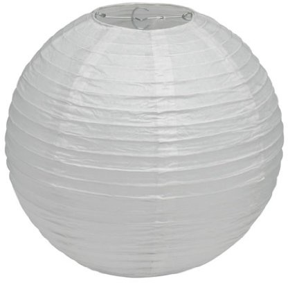 30Cm White Paper Lampshade - Classic Bamboo Style Ribbed Paper Lantern Lamp Shade