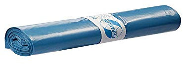 DEISS PREMIUM Abfallsäcke aus Recycling-LDPE, blau, 120 Liter, 25 Stück/Rolle