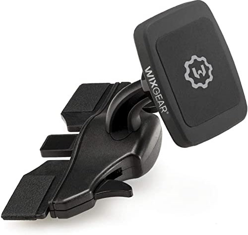 WixGear CD-Halterung, magnetische Autohalterung für Smartphones, Mini-Tablets und CD-Schlitz, 11,4 bis 12,7 cm, Universal, Einfache Installation, Wasserfest, Schwarz