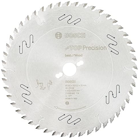 BOSCH Kreissägeblatt Top Precision Best für Wood, 300 x 30 x 3,2 mm, 48, 2608642114