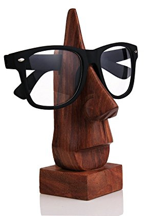storeindya Wooden Handmade Nose-Shaped Eyeglass Spectacle Holder,Eyewear Retainer, Sunglasses Holder, Spectacle Display Stand
