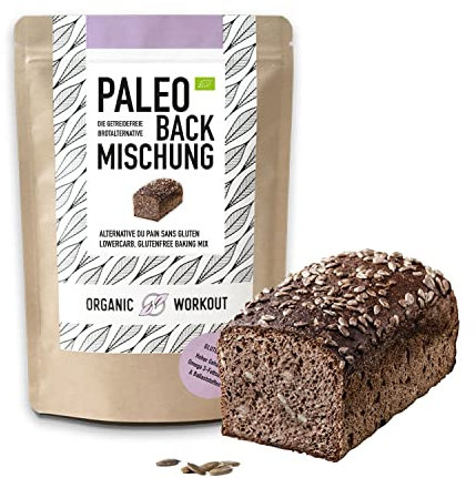 Paleo Bread Mix 300g – 100% Organic, Gluten Free, High in Protein, No Added Sugar or Preservatives, Suitable for Keto and Paleo and Weight loss diets, Classic German Bread, Organic Workout