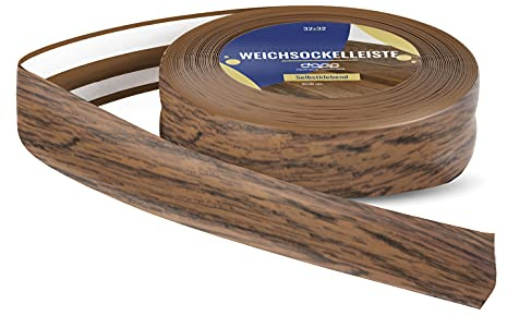 DQ-PP WEICHSOCKELLEISTE – 15m – eiche rustikal – 32x23mm – PVC – selbstklebend – Knickwinkel Fussleisten Gummileiste Sockelleiste Winkelprofil Abschlussleiste Bodenleiste