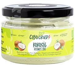 Huile de Coco Bio - 200 ml. Huile de Noix de Coco Alimentaire Pur. Huile de coco pour Cheveux Corps et Visage. Liquide au-dessus de 23° Beurré/Beurre en dessous. Organic Coconut Oil.