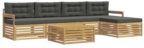 vidaXL Outdoor-Sofagarnitur 7 pcs Weiß und Anthrazit Polyester, Patio-Sofa, modernes Eckset, wetterfester Gartenlounge, Bequeme Terrassenplätze für entspannte Zeiten