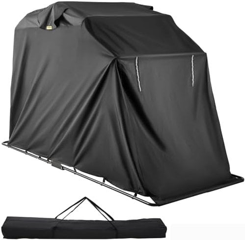 Mophorn Motorcycle Tent Motorbike Cover Strong Frame Motorbike Garage Waterproof 106.3x41.3x61/270x105x155 cm Larger Shelter UV Resistant Dustproof Shield Fit Most Motorcycles