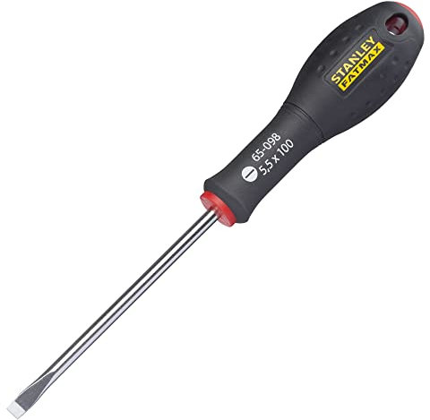 Stanley FatMax Schraubendreher Schlitz 0-65-098 (Parallelspitze 5.5 mm, 100 mm Schwertlänge, Chrom-Vanadium, Soft-Grip)