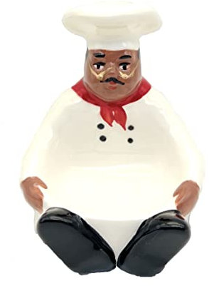 ACK Happy Chef Collection Ceramic Hand Painted Sponge Holder for Kitchen Sink, Kitchen Décor, Scouring Pad