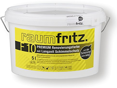 Raumfritz F10 PREMIUM SCHIMMELSCHUTZFARBE 5 Ltr. mit LANGZEIT SCHIMMELSCHUTZ