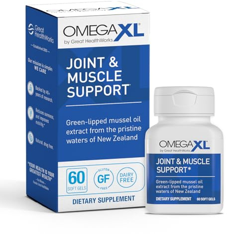 OmegaXL Joint Support Supplement, for Relief - Natural Muscle Support, Green Lipped Mussel Oil, Soft Gel Pills, Drug-Free, 60 Count