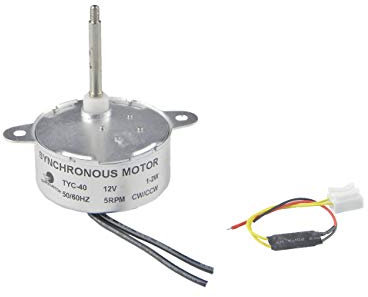 CHANCS Petit Moteur Synchrone Motoréducteur TYC-40 DC 12V 5RPM Longueur d'Arbre 35mm pour Moteur Électrique Arbre de Noël à Fibre Optique