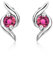 Miore Ohrringe Damen runde Ohrstecker mit Edelstein/Geburtsstein Rubin in rot aus Weißgold 9 Karat / 375 Gold, Ohrschmuck