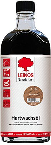 LEINOS 290 Hartwachsöl 0,25 Liter | Nussbaum | sehr widerstandsfähige, seidenmatte Öl-Wachs-Harz-Beschichtung | Ideal für stark strapazierte Holzfußböden und Treppen
