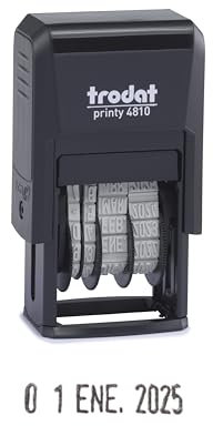 Trodat Printy 4810 Datumsstempel, Spanische Monate, Höhe Datum 3,8 mm, automatische Tinte, Schwarz