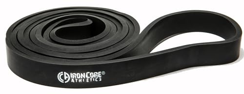 Iron Core Athletics Pull-Up Assistance Bands - Long Loop Black Resistance Band 25-65 lbs for Men & Women | Ideal for Stretching, Powerlifting, Yoga, Home & Gym Workouts