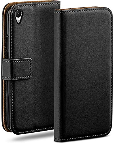 moex Klapphülle für Sony Xperia Z5 Hülle klappbar, Handyhülle mit Kartenfach, 360 Grad Schutzhülle zum klappen, Flip Case Book Cover, PU Leder Handytasche, Schwarz