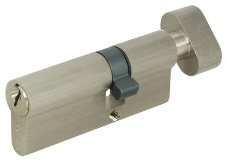 DOMINO Profilzylinder Schließzylinder DMO 46/41K Zylinderschloss | Türschloss | Türknauf | Schloss mit 3 Schlüsseln | Einsteckschloss | Haustür-Schloss | Mehr als 25.000 Zyklen | Nickel