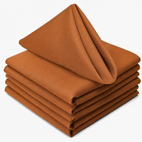 TableLinensforLess 17x17 Polyester Cloth Napkins, Set of 6 (Copper) | Easy-Care, No-Iron Finish, Superior Color Retention, Machine Washable
