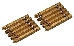 Silverline 465989 PZD 50 mm Gold Screwdriver Bits Number Three - Pack of 10