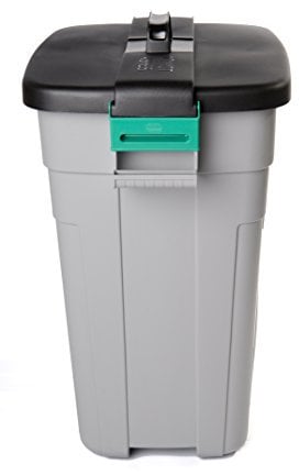 Addis Outdoor Rectangular Dustbin with Lockable Lid, Grey / Black, 90 Litre