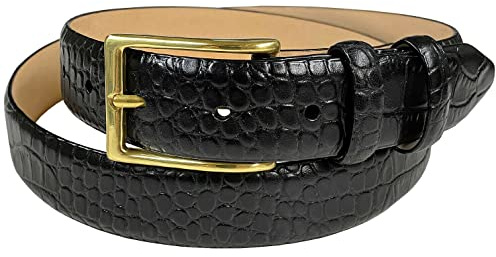 Adam Gold Herren-Gürtel, echtes italienisches Kalbsleder, 30 mm breit, polierte Schnalle