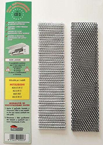 CO2 - 2 filtros electrostáticos para aire acondicionado Mitsubishi MS (H) 07,09,12 MSZ-G 09-12 Multi Split MSX 07-09-12