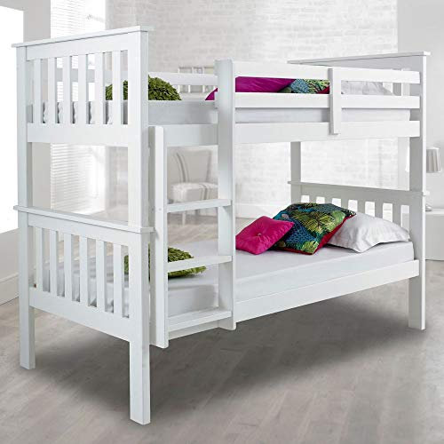 Happy Beds Atlantis White Finished Solid Pine Wooden Bunk Bed Frame