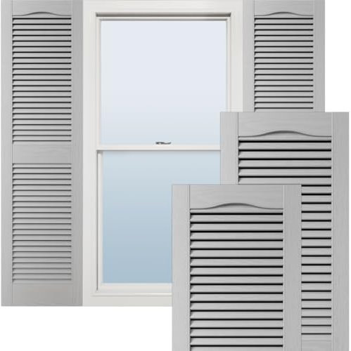Ekena Millwork LL1S14X06000PG Lifetime Vinyl, Standard-Klappläden mit „Cathedral“-Design oben in der Mitte, mit offenen Lamellen, mit Montagezubehör, Loks und passenden Schrauben (pro Paar), 36,8 cm B